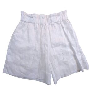 Greek Archaic Kori White Linen Paperbag Waist Shorts Womens XS‎
